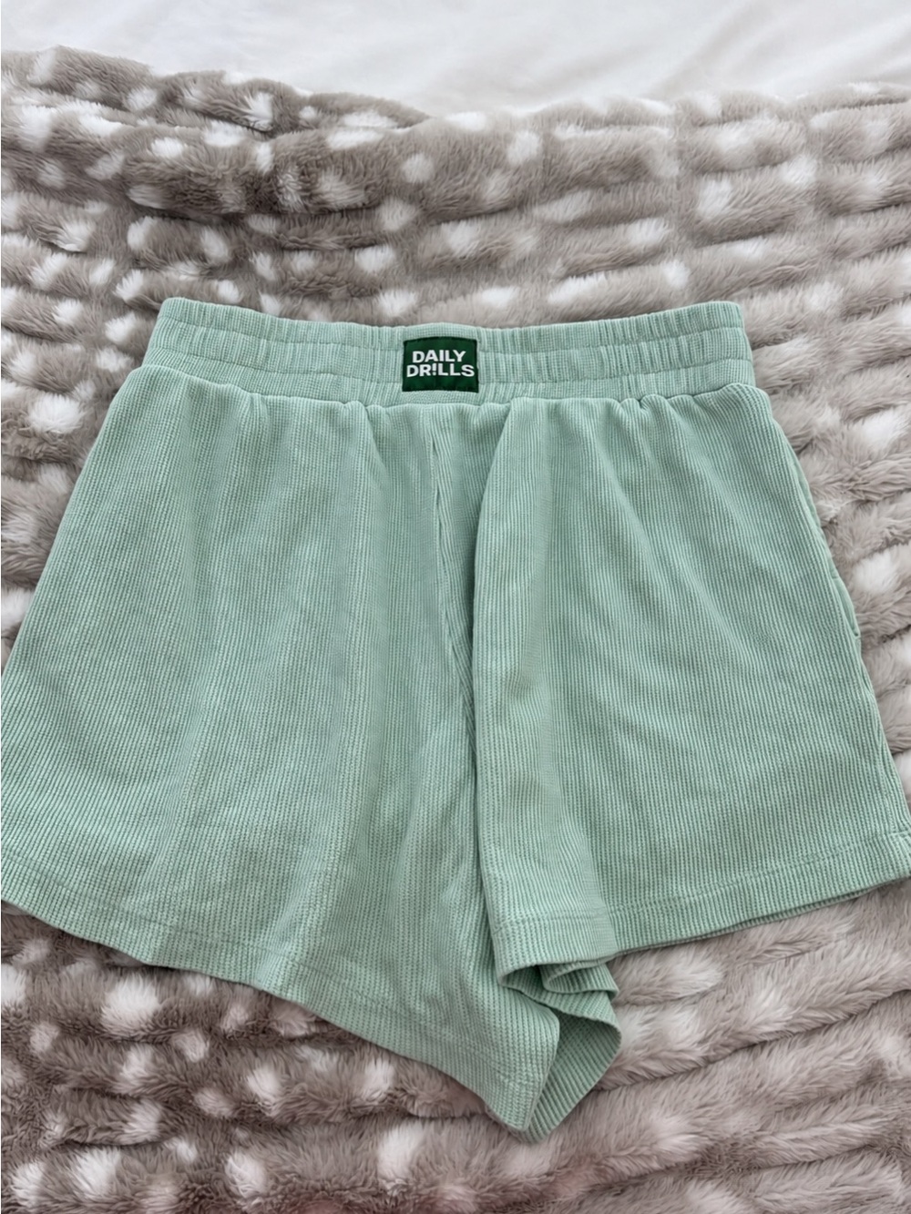 Daily Drills Mint Sage Green Women's waffle knit Shorts
